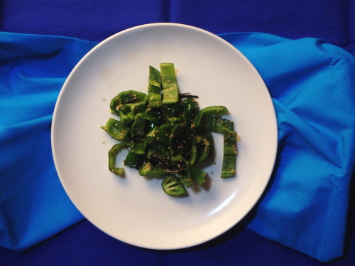 65.ピーマンの塩昆布炒め