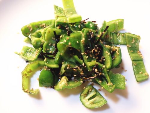 65.ピーマンの塩昆布炒め