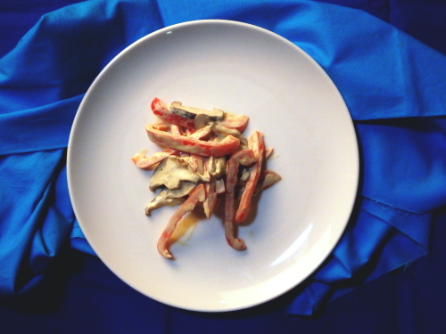 84.パプリカとしいたけのわさびマヨ和え