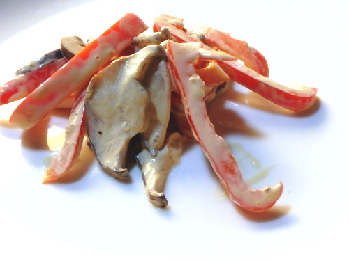 84.パプリカとしいたけのわさびマヨ和え