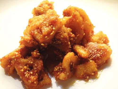 97.れんこんの韓国風甘辛揚げ