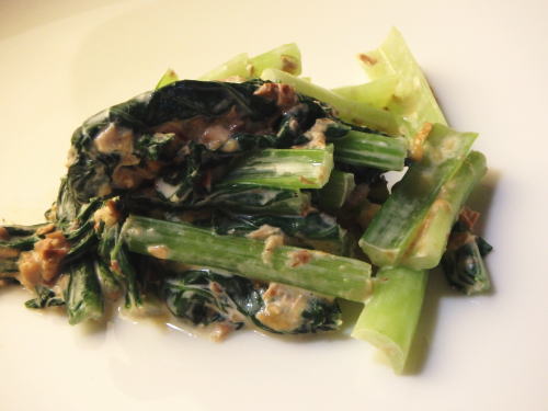 124.簡単美味しい！小松菜の味噌マヨ和え