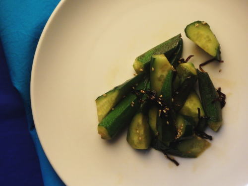 153.きゅうりとオクラの塩昆布和え