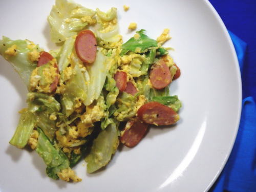 175.キャベツと卵のマヨネーズ炒め