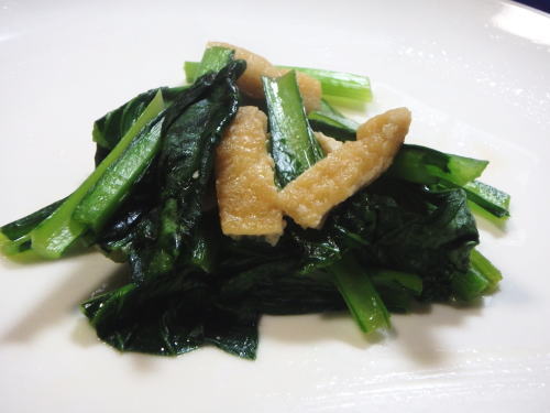 227.めんつゆで簡単！小松菜と油揚げの煮浸し