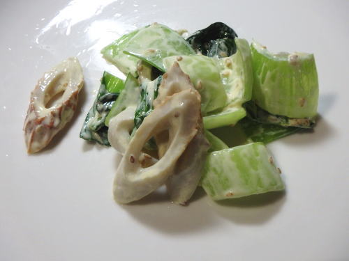 241.レンジで簡単　チンゲン菜とちくわのマヨサラダ