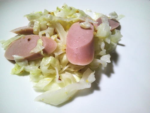 288.魚肉ソーセージとキャベツのマスタードサラダ