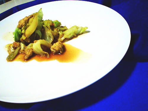 332.キャベツと豚ひき肉のカレー炒め