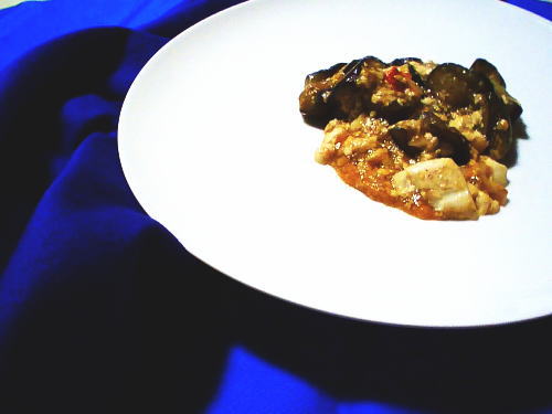 334.豆腐そぼろの麻婆ナス