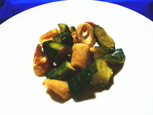 337.きゅうりとちくわのオイスター炒め