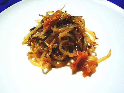 338.もやしとキムチの塩昆布和え