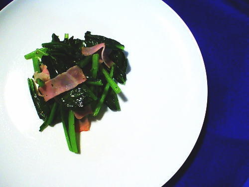 352.小松菜とベーコンのバターソテー