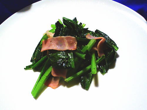 352.小松菜とベーコンのバターソテー