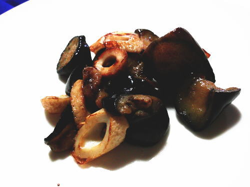 383.ナスとちくわのオイスター炒め