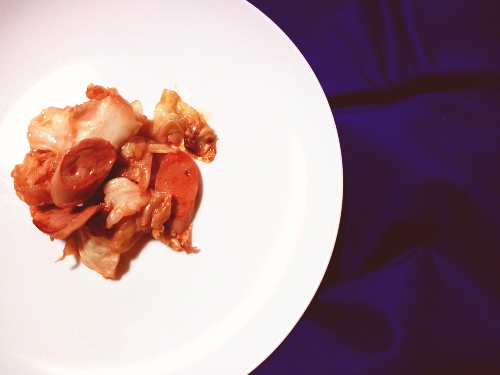 398.簡単魚肉ソーセージとキャベツのオーロラ炒め