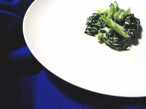 401.簡単副菜　小松菜のマヨ塩昆布和え