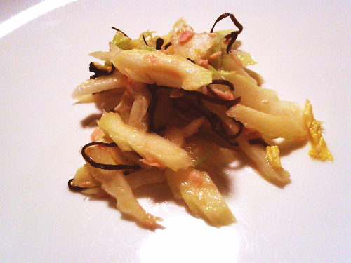 405.セロリとツナの塩昆布和え