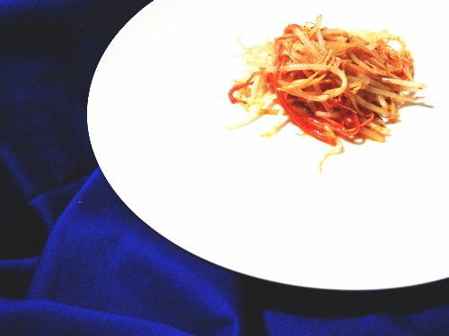 408.簡単もやしとカニカマの激辛和え