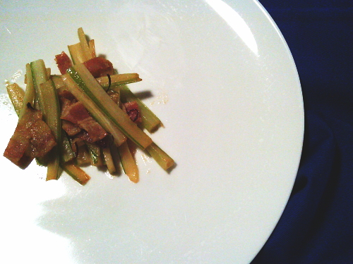 427.ささっとひと品！　セロリとベーコンのきんぴら