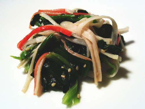 446.ほうれん草とカニカマのさっとごま和え