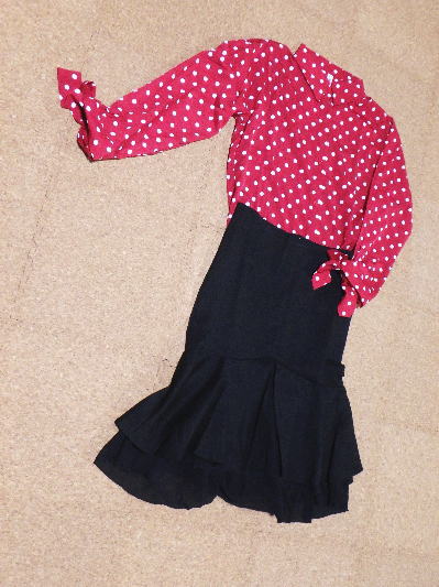 27)600円ドッドブラウス赤