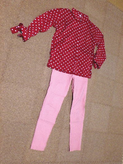 ２８）600円ドッドブラウス赤２