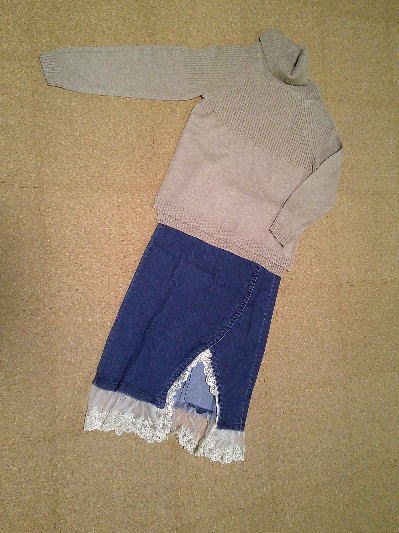 56)340円タートルネックセーター茶