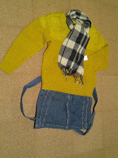 ６４）100円黄のセーター