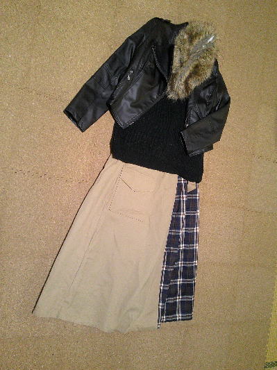 ８８）いつかのお出かけコーデ、フェイクレザーコート
