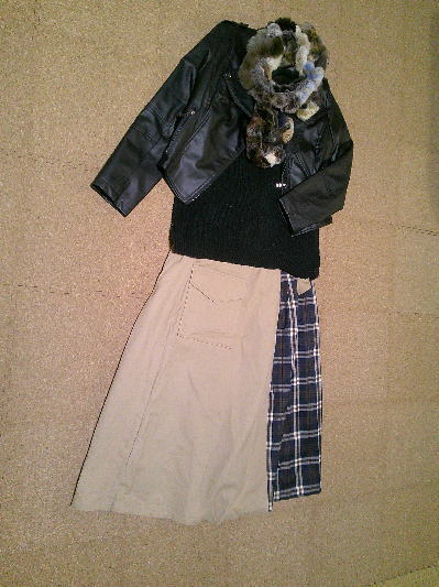 ８８）いつかのお出かけコーデ、フェイクレザーコート