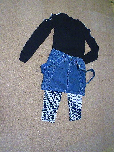 77)500円千鳥格子7分丈レギンス