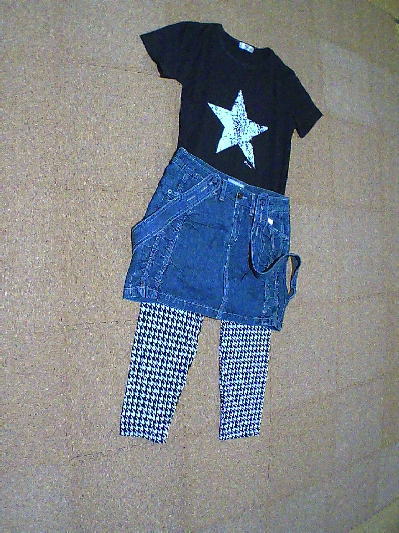 77)500円千鳥格子7分丈レギンス