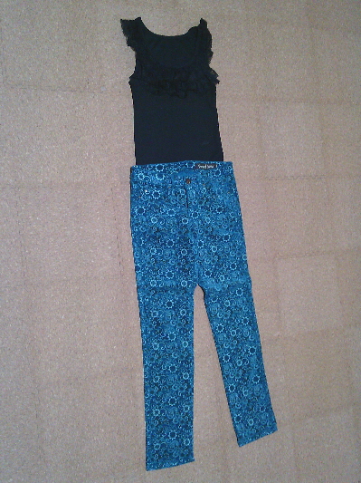 143）649円ベイズリー柄ストレッチパンツ２