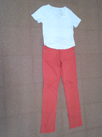 170）649円スキニーパンツ・オレンジ