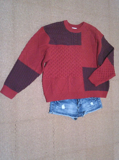 186)999円赤のデザインセーター