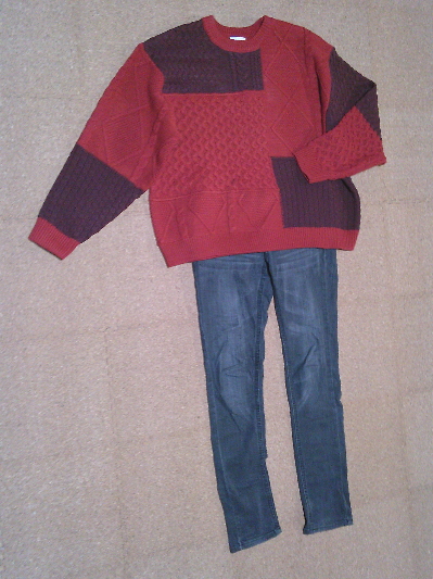 186)999円赤のデザインセーター