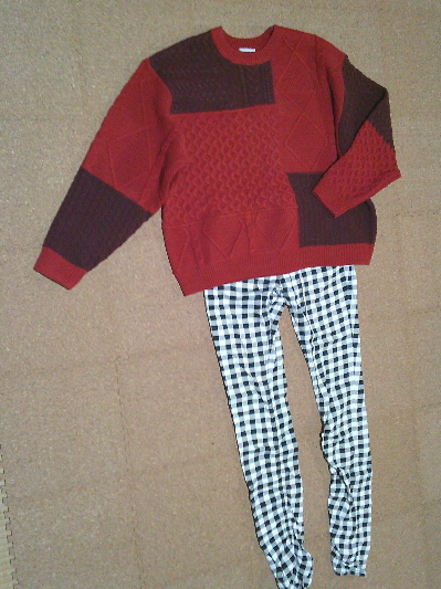 186)999円赤のデザインセーター