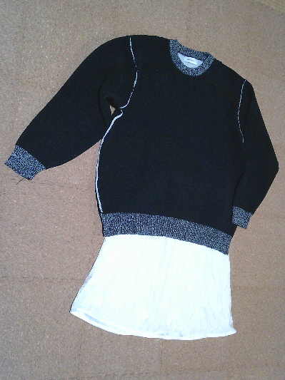 190)957円黒とグレーの配色デザインセーター