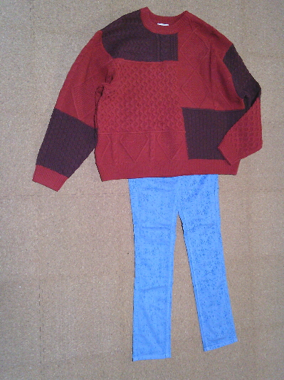 196)649円植物柄のブルーパンツ