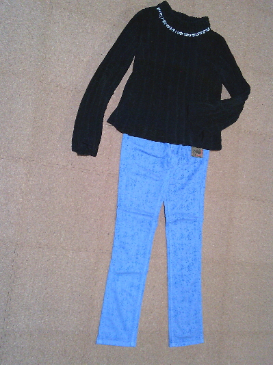 167）649円植物柄のブルーパンツ２