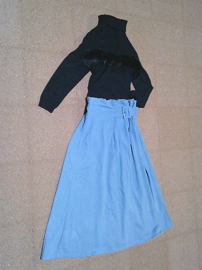 199）500円ラップ風ハイウエストデニムスカート４