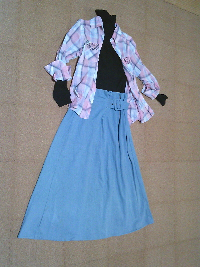 199）500円ラップ風ハイウエストデニムスカート４