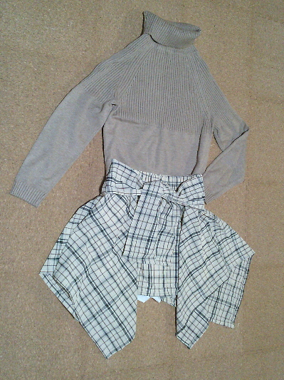 200）550円シャツ巻き風・チェック柄スカート