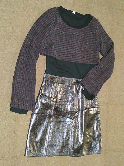 201）631円チャコールラメ・ミニスカート