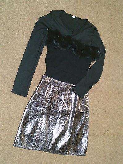 202）631円チャコールラメ・ミニスカート２