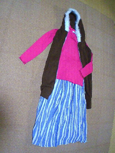 106）いつかのお出かけコーデ、茶のファーベスト