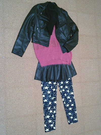 179）いつかのお出かけコーデ、星レギンス５